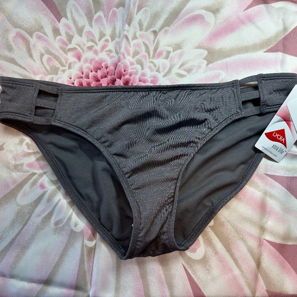 NWT - Athleta Aqualuxe Ladder Front Medium Tide Bottom - Silver/Black - Picture 2 of 5